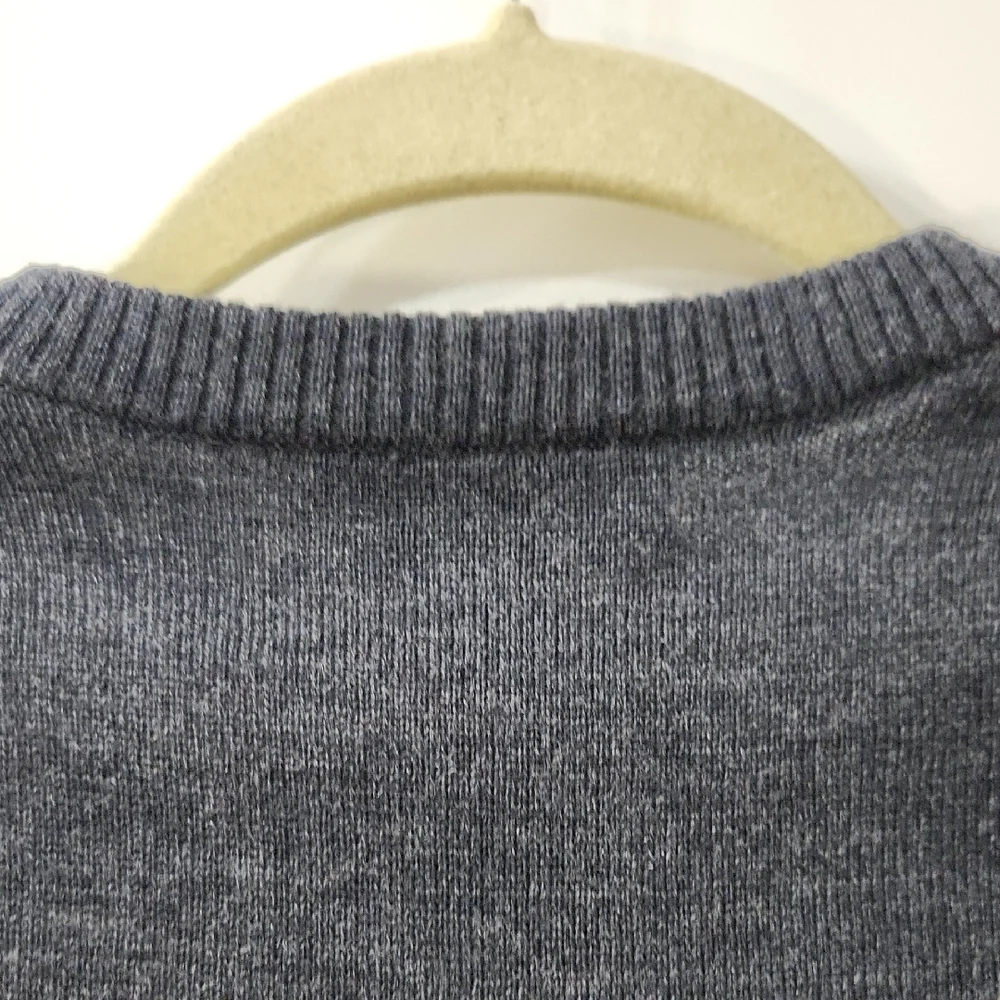 Pronto-Uomo Charcoal Gray V-Neck Sweater Vest in 100% Wool Men's Large - Picture 7 of 8